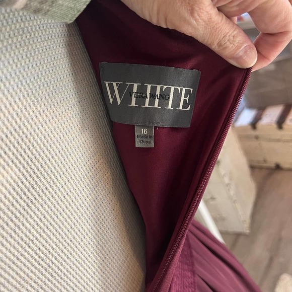 David’s bridal plus sz. 16 one arm bridesmaids dress, color: wine, maxi. - Picture 6 of 11